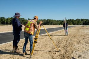 Construction stakeout crew members